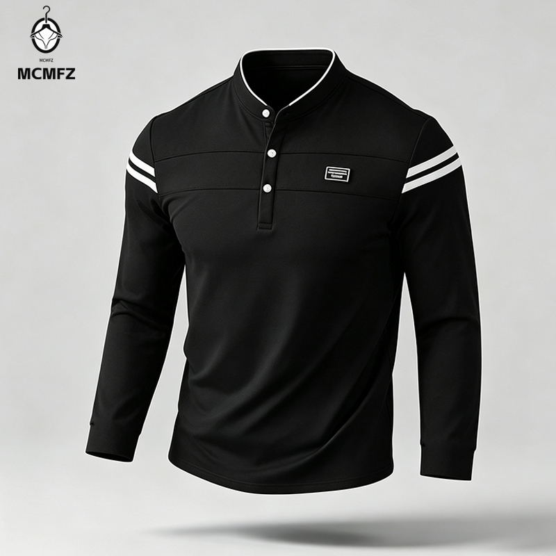 Handbags - Male Urban Long Sleeve Polo Shirt